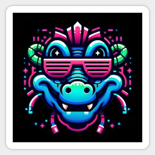 neon cyberpunk gator graphic Sticker